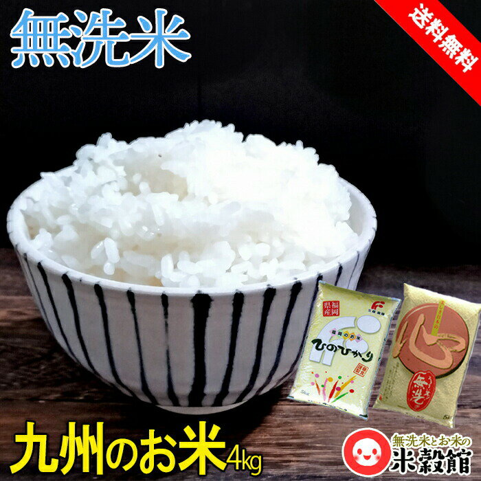 米 無洗米 九州 送料無料4kg 小分け 食べくらべ2kg 2個セット 九州産 福岡県福岡県産ヒノヒカリ2kg＆無洗米 心 2kgセット商品 少量 アソート 小袋当店人気ナンバーワン無洗米2種セット