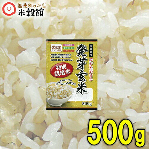 発芽玄米 コシヒカリ 500g 熊本県産アルファ化 α化 糊化 炊きやすく食べやすい加工玄米