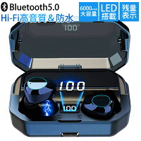 父の日ギフト ワイヤレスイヤホン クアルコム 5.0 ブルートゥースチップ採用 LEDディスプレイ 6000mAh Bluetooth イヤホン ワイヤレス イヤホン 電池残量インジケーター付き イヤホン Hi-Fi 高音質 AAC対応 完全ワイヤレスイヤホン