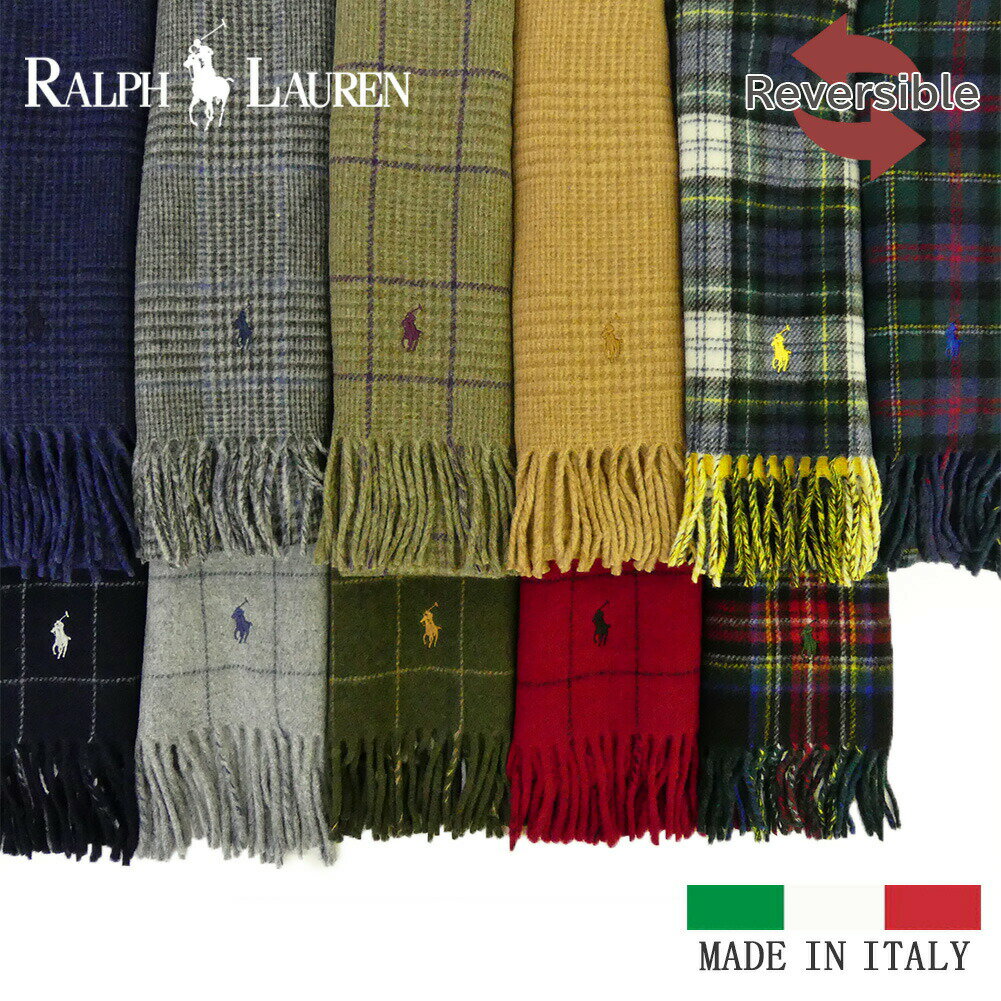 ポロ ラルフローレン リバーシブル チェック マフラー イタリア製 PC0742 PC0743 PC0759 PC0440 POLO RALPH LAUREN ラルフ polo ウール ナイロン レッド グリーン タータンチェック ブランド 刺繍 メンズ レディース 男女兼用 ペア カップル プレゼント ギフト クリスマス