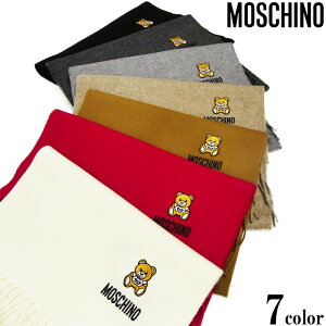 MOSCHINO モスキーノ イタリア製 ウール マフラー ベージュ キャメル レッド グレー くま クマ テディベア レディース メンズ ブランド かわいい ワンポイント 無地 スカーフ ストール ブランド プレゼント ギフト クリスマス バレンタイン