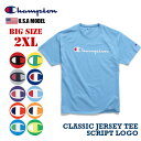 Champion チャンピオン Tシャツ メンズ 半袖 大きいサイズ ラージサイズ USAモデル XXL 2XL スクリプト ロゴ Y067941 Y07718 オーバーサイズ ビックシルエット クルーネック ブランド メンズ レディース 男女兼用 春 夏 秋 カジュアル ダンス ストリート スポーツ