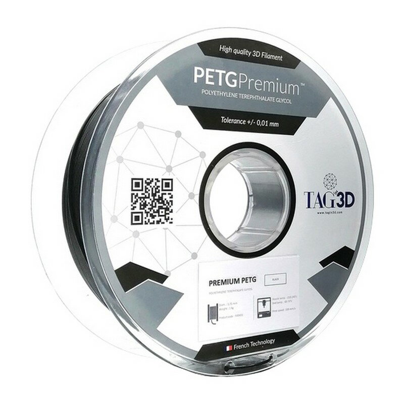 TAGin3D PETGプレミアムフィラメン PETGPRM−1．75BK 梱包 保安 補修用品 工場 店舗用機器 3Dプリンター用フィラメント