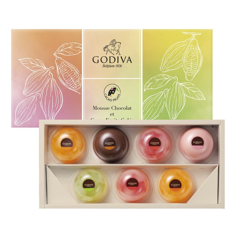 お中元 ギフト 2024 ゴディバ ムースショコラ エ カカオフルーツジュレ（7個入） GMG-305 366-39 送料無料 | お中元 ギフト 2024 ゴディバ 夏ギフト 冷菓 スイーツ チョコレート ムースショコラ ゼリー ジュレ フルーツ 高級のサムネイル