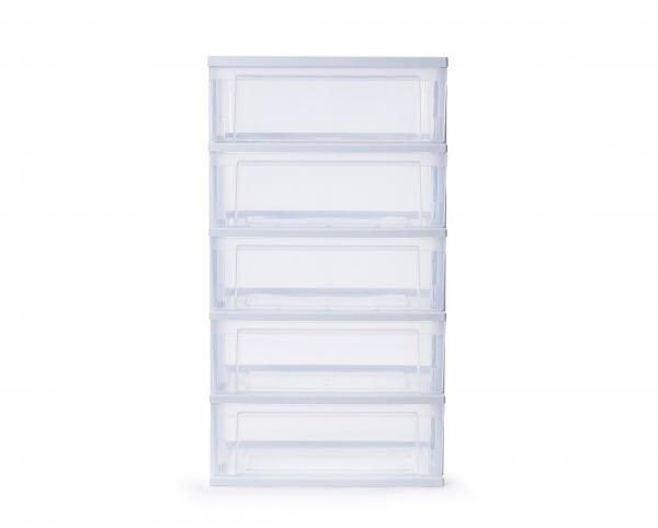 アイリスオーヤマ ワイドチェスト NSW-545 ホワイト/クリア | 収納ボックス おしゃれ ワイドチェスト 収納ケース 完成品 ホワイト 引出し 収納 ケース 引き出し 衣類 収納 棚 プラスチック