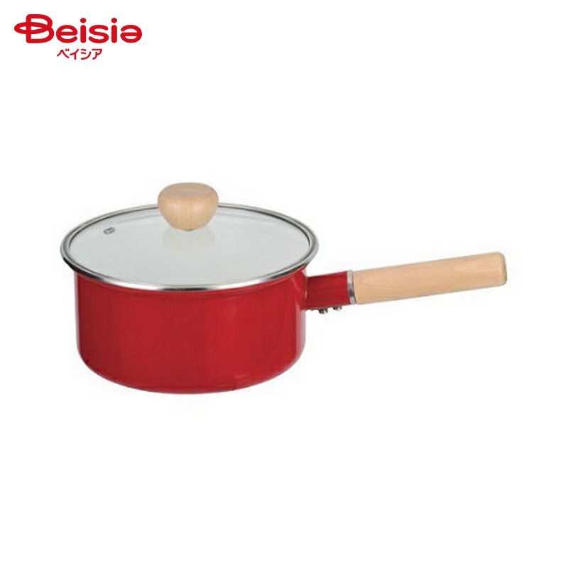 Small Pans - パール金属 アミュレット IH対応ホーローガラス蓋付き片手鍋 レッド 18cm HB-4881