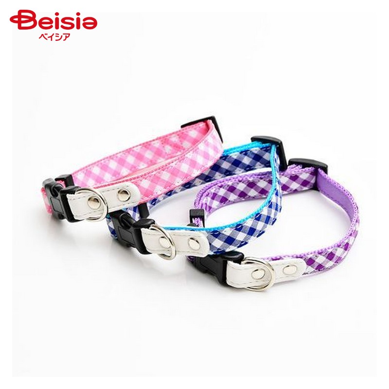 リードッグ NEWギンガムチェックワンタッチカラー M-パープル ペット | 犬 首輪 ギンガムチェック ワン..