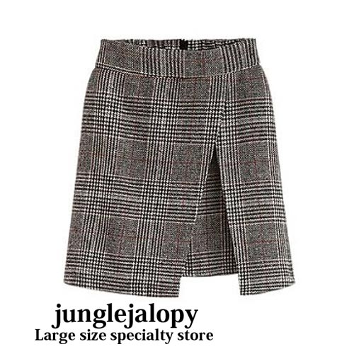 即納 大きいサイズ レディース チェック柄 ミニ スカート ボトムス / LL-4L セクシー ビッグサイズ ボーイッシュ 体型カバー 着痩せ トレンド 大人セ...