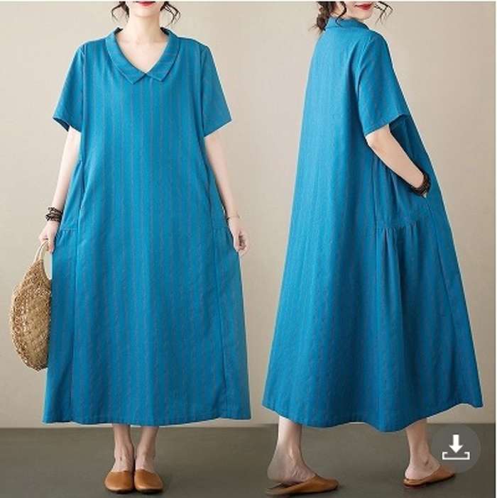 予約商品 大きいサイズ レディース ワンピース 冬 冬 ロング丈 半袖 ストライプ M L LL 3L 大人 30代 40代 50代 冬 冬服