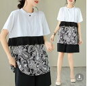 予約商品 大きいサイズ レディース シャツ ブラウス 半袖 花柄 Vネック トップス 大人 30代 40代 50代(4)