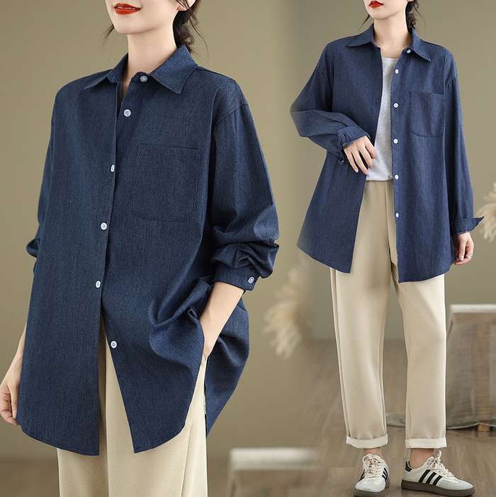 予約商品 無地 シャツ 長袖 ゆったり カジュアル シンプル ホワイト 大きいサイズ レディース レディース 大人 30代 40代 50代 202411