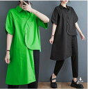 予約商品 大きいサイズ レディース トップス シャツ アシンメトリー シンプル フリーサイズ 大人カジュアル