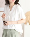 【35%offクーポン対象】大きいサイズ レディース トップス ブラウス風 Vネック スキッパー シャツ カットソー タック入りスキッパー チュニック Tシャツ...