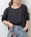 【30%offクーポン対象】大きいサイズ レディース トップス ブラウス風 カットソー 袖りぼん付き ギャザー入り パフスリーブ 半袖 5分袖 Tシャツ 韓国フ...