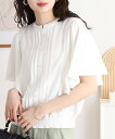 【8/30まで!!半額50%offクーポン対象】ピンタックフレア袖ブラウス風カットソー レディース 大きいサイズ