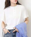 【30%offクーポン対象】前後2wayデザイン ヘンリーネック ボタン カットソー トップス 半袖 Tシャツ レディース 大きいサイズ オーバサイズシルエット...