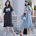 春新作 予約商品 大きいサイズ レディース ワンピース プリントデザイン 裾切替フレアスカート ワンピース 半袖 ワンピ M L LL 3L 春新作 春物 レデ...