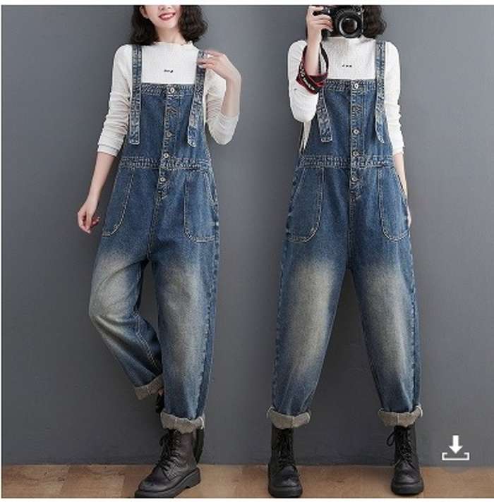 春新作 予約商品 デニムサロペットパンツ オーバーオール ゆるシルエット ロールアップ風 大きいサイズ レディース レディース 大人 30代 40代 50代 春服 2025春夏新作