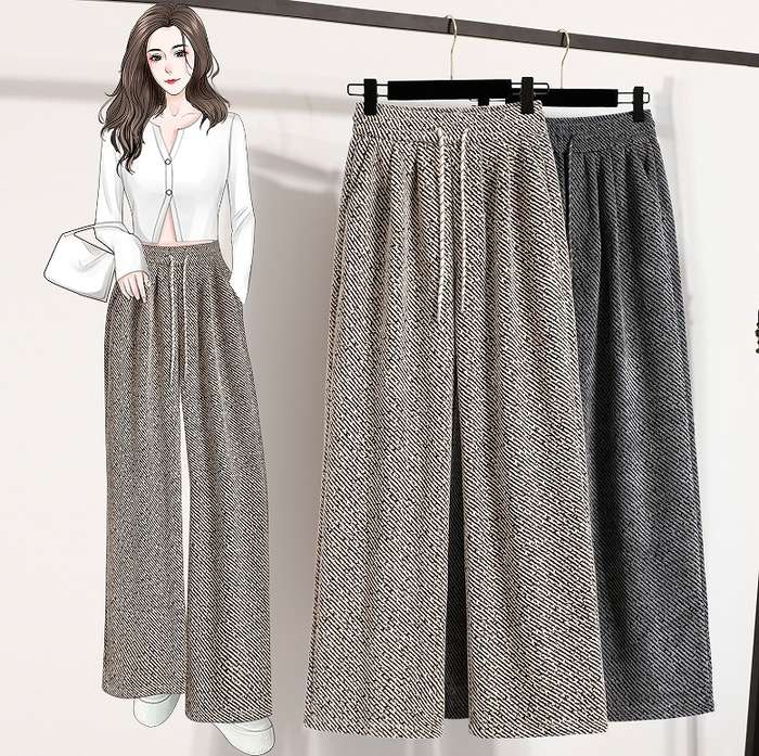 秋新作 予約商品 シェニール 痩せ見え ドレープ性ストレートパンツ ストレッチウエスト＆ストリング大きいサイズ レディース 大人 30代 40代 50代 秋服 2025秋冬新作