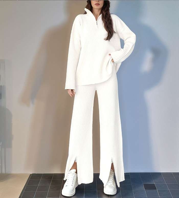 秋新作予約商品無地ハーフジップリブ...