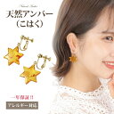 【送料無料】【日本製】【天然琥珀】 金属アレルギー対応 イヤリング R20220204 本物 こはく アクセサリー レディス ジュエリー パワーストーン 癒し ...