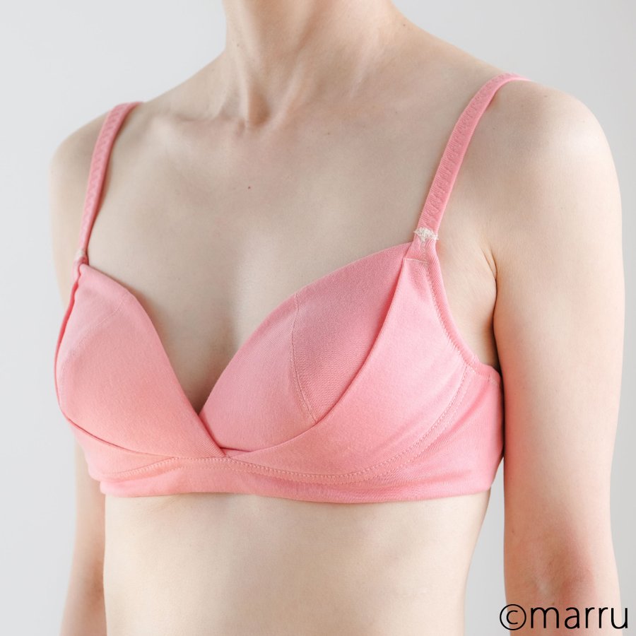 【送料込み】マアル marru ブラジャー サーモンピンク ※パッドは別売りです。（宅配便使用）（開封後返品不可商品）オーガニックコットン 下着 ブラジャー 肌着 肌にやさしい 敏感肌 天然繊維 綿