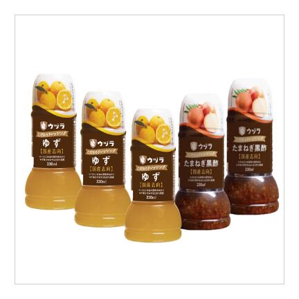 【ゆず×3　玉ねぎ黒酢×2 セット】こだわりドレッシング　【送料無料】　お買い得！　1本230ml　こめ油使用　ドレッシング　サラダ　炒め物　お肉　温野菜　ボイル野菜　調味料　和風　ゆず　玉ねぎ黒酢　さっぱり　高品質　国産　岡山県　お酢屋のドレッシング