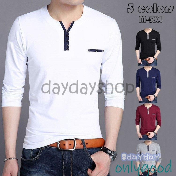 Tシャツ メンズ 秋冬 長袖 ロンT 無地 ロングTシャツ シンプル ストレッチ トップス ベースボール メン..