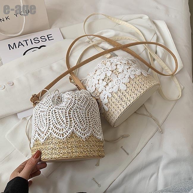 かごバッグ レディース バケツバッグ バケツ ハンドバッグ カバン 手提げ袋 編み物の袋 バッグ夏 無地 ナチュラル ショルダー バケットバッグ 肩掛け