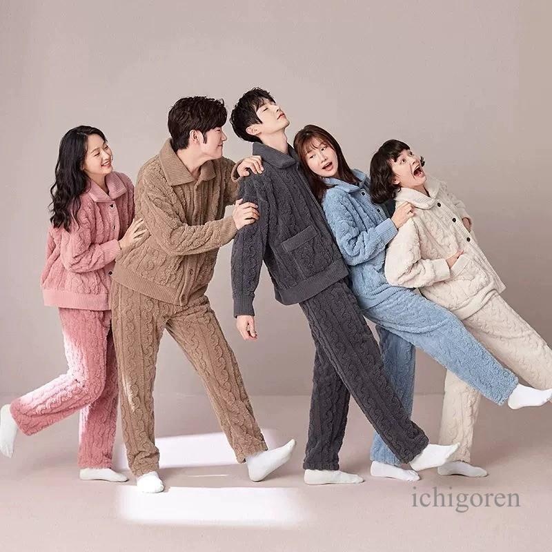 パジャマ メンズ ルームウェア 無地 クルーネック 長袖 上下セット 厚手 ポケット付き ゆったり もこもこ 暖かい シンプル 秋冬 きれいめ おしゃれ