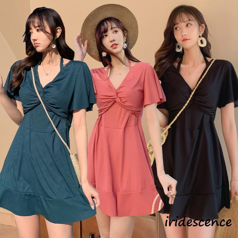 水着 レディース ワンピース 大きいサイズ 半袖 Vネック 体型カバー 旅行 水泳 海 温泉 ビーチ プール 川 バスト 可愛い オシャレ きれい