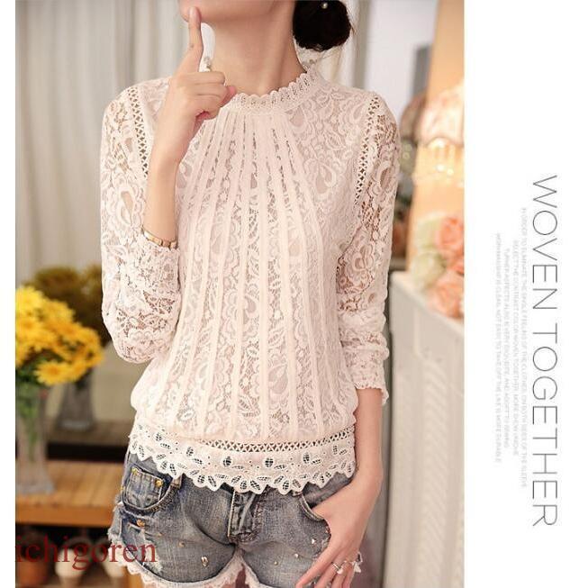 Tシャツ ブラウス レディース 長袖 レース 無地 花柄 大きいサイズ オシャレ 白シャツ カジュアル 可愛い トップス おしゃれ 春