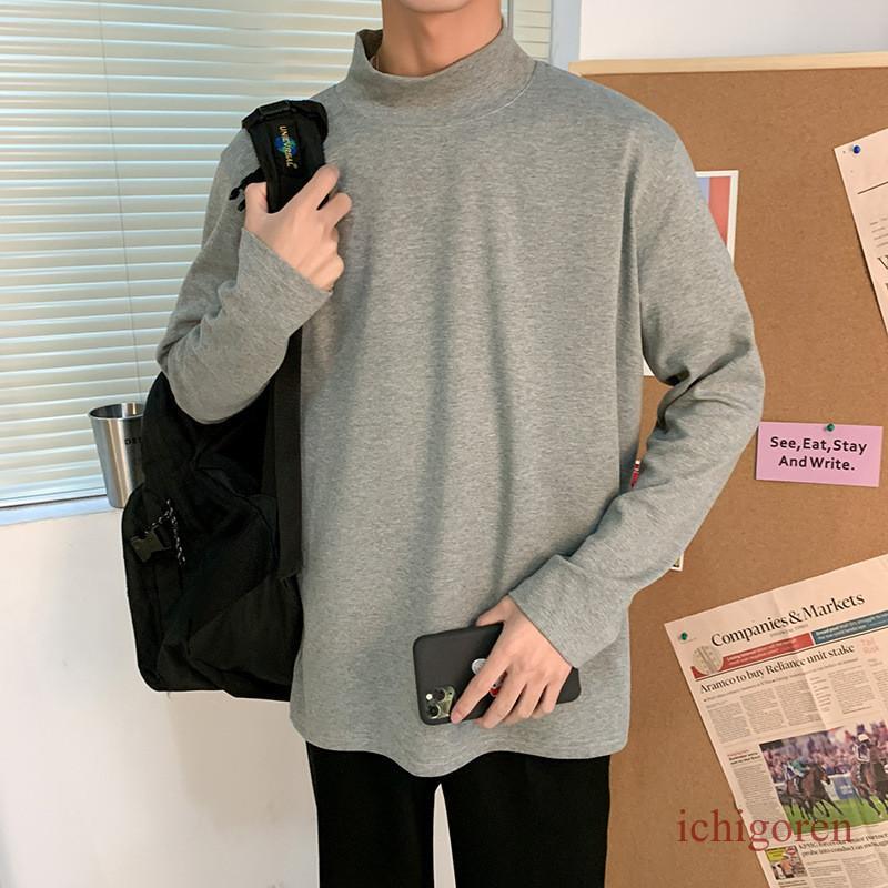 メンズTシャツ無地ハイネック長袖ト...