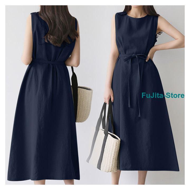 ワンピース 夏 レディース きれいめ ノースリーブワンピース 大人可愛い 夏ワンピース ゆったり 体型カバー