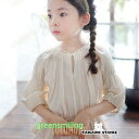 ブラウス トップス シフォン 五分袖 バルーン袖 シンプル キッズ ジュニア 子供服 女の子 かわいい おしゃれ 100 110 120 130 14