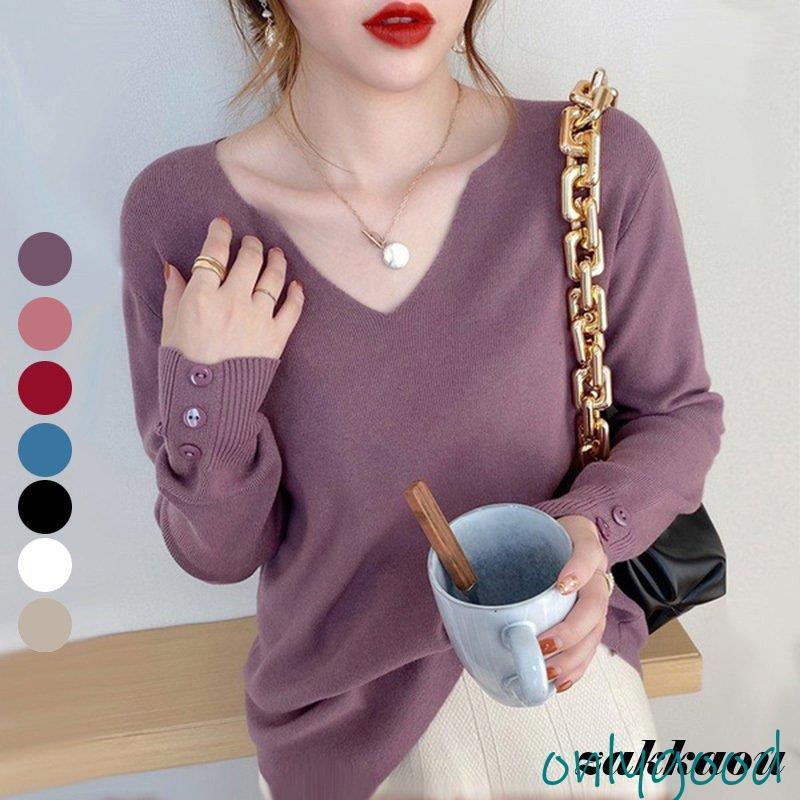 ニット レディース セーター 長袖 トップス 秋 冬 春 プルオーバー Vネック デコルテ インナー カジュ..