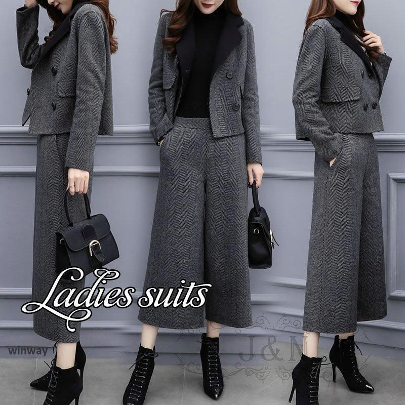 セットアップ レディース ワイドパンツ ブレザー 秋 冬 卒業式 服 母 50代 50代 おしゃれ ママフォーマル 長袖 卒園式 入学式 ジャケット 通勤 OL 3点セット