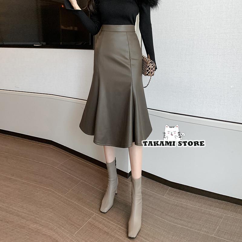 Belinda rcp楽天市場店のレザースカート レディース ロング丈 ハイウエスト フレアスカート タイト フェイクレザー Aライン 着痩せ 通勤 春秋 冬 上品 きれいめ おしゃれ｜アングル3