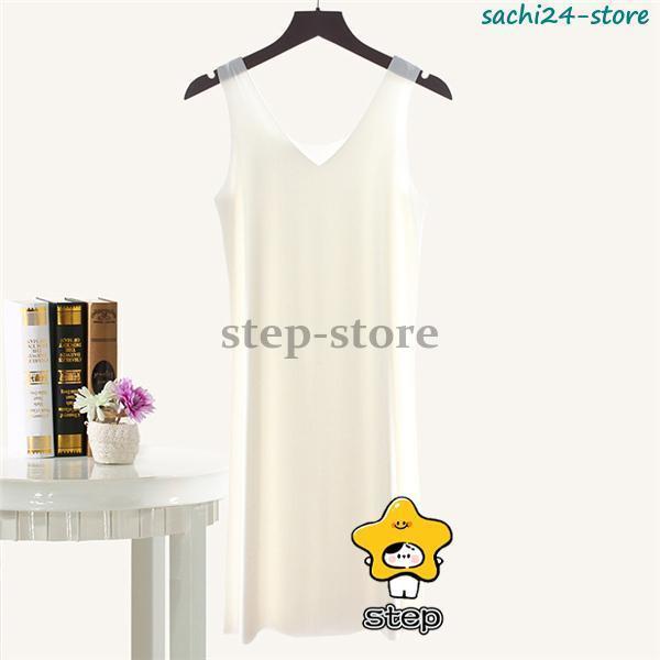 インナーワンピース シームレス 接触冷感 レディース ペチコート 超ストレッチ ノースリーブ 部屋着 下..