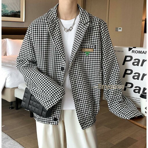 ジャケット ブルゾン アウター メンズ 千鳥格子 おしゃれ テーラード ワンポイント キレイめ ボタン留め 配色 秋 春 アメカジ カッコイイ ジャケット ブルゾン アウター メンズ 千鳥格子 おしゃれ テーラード ワンポイント キレイめ ボタン留め 配色 秋 春 アメカジ カッコイイ