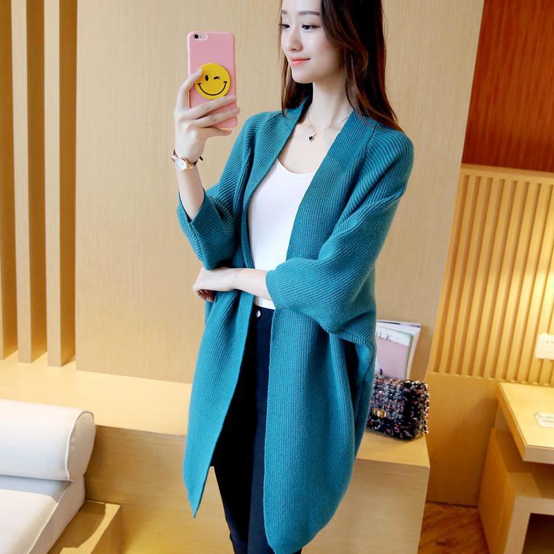 カーディガン レディース 秋物 ロング丈 アウター チェスターコート ニットソー セーター オフィス カ..