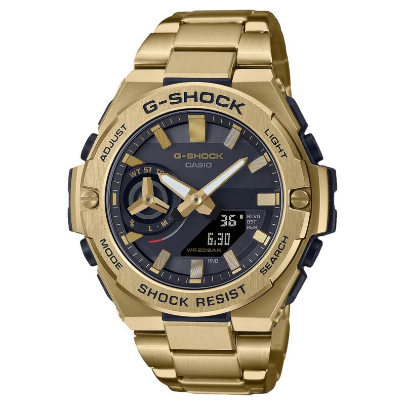 楽天ベルバカンスg-shock 腕時計 男性用 ジーショックCASIO カシオ G-SHOCK G-STEEL 国内正規品 人気 新品 合格 進学 記念日 お祝い 誕生日 就職祝い 結婚 結納 還暦 最適 ラッピング無料 電波時計 メタルバンド アナログ ブルートゥース機能搭載 GST-B500GD-9AJF