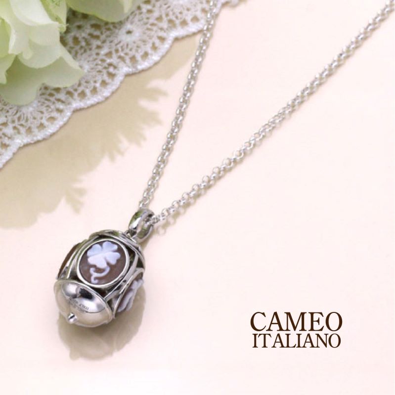 カメオCameo カメオイタリアーノ ペンダントネックレス SV sv シルバー シェルカメオ 花　華 　葉イタリージュエリー イタリア製 手彫り カメオイタリアーノ正規店 ギフト 人気 ギフト クリスマス プレゼント レディース 彼女　妻 ラッピング無料