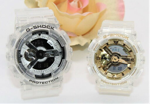 ペアウォッチ gショック CASIO ジーショック&ミッドサイズ 正規品 スケルトンペア 記念日 誕生日 カップル 贈り物 夫婦 婚約 結婚 人気 プレゼント 送料無料 ペアウオッチ ペア腕時計 カシオ 2本セット GA-114RX-7AJR GMA-S110SG-7AJF