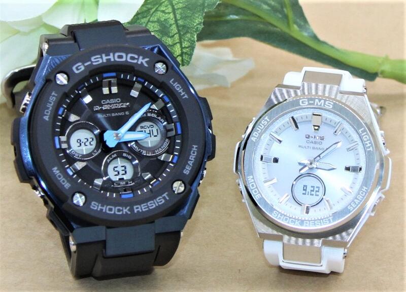 カシオ ペアウォッチ gショック ベビージー ペア腕時計 ラッピング無料 人気 結婚記念日 退職祝い お揃い 記念日 結婚祝い 彼氏 彼女 夫婦 誕生日 贈り物 クリスマス ソーラー電波時計 白 アナログ G-ms G-STEEL GST-W300G-1A2JF MSG-W200-7AJF