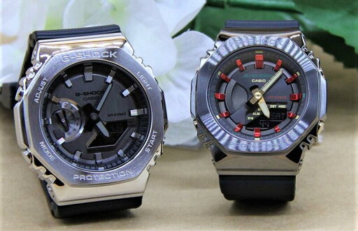 gショック ペアウォッチ カシオ ペアウォッチ gショック CASIO ジーショック 八角形 ステンレスベゼル クリスマス 記念日 誕生日 贈り物 夫婦 彼氏 彼女 婚約 結婚 人気 プレゼント 送料無料 ペアウオッチ ペア腕時計 GM-2100-1AJF GM-S2100CH-1AJF