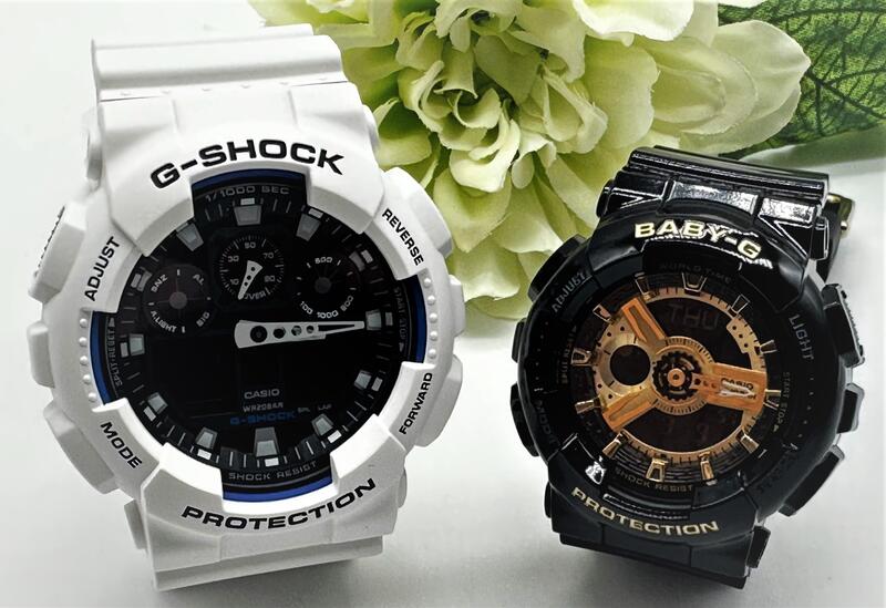 ペアウォッチ gショック CASIO ジーショック ベビージー 正規品 記念日 誕生日 カップル 贈り物 夫婦 婚約 結婚 人気 プレゼント 送料無料 ペアウオッチペア腕時計 ブラック&ゴールド 電池式 カシオ 2本セット GA-100B-7AJF BA-110X-1AJF
