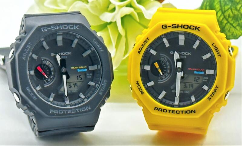 gショック ペアウォッチ カシオ CASIO ペアウォッチ 八角形 gショック ジーショック Bluetooth ソーラー 腕時計 クリスマス 記念日 誕生日 カップル 贈り物 彼氏 彼女 お揃い 夫婦 ブラック&イエロー GA-B2100-1AJF GA-B2100C-9AJF