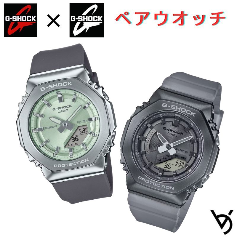 gショック ペアウォッチ カシオペアウォッチ 推しペアウオッチ 八角形 メタルベゼル ミッドサイズ クリスマス 記念日 誕生日 贈り物 夫婦 婚約 結婚 人気 プレゼント ペア腕時計 GM-S2110-3AJF GM-S2100MF-1AJF