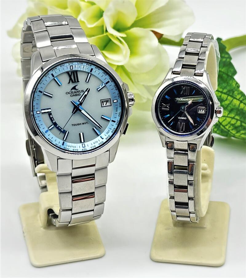 OCEANUS カシオ オシアナス 腕時計 ペアウオッチ 結納返し 記念日 揃い ペア クリスマス 就職祝い 誕生日 お祝い 彼氏 プレゼント ご褒美 電波時計 ラッピング無料 電池交換不要 スリム 薄型 還暦祝い OCW-T150-2AJF OCW-70J-1AJF